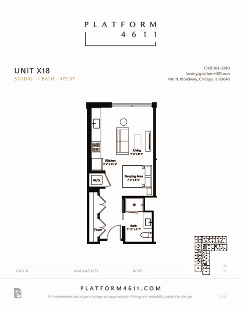 a floor plan of unit x18 at Platform 4611, Chicago, IL